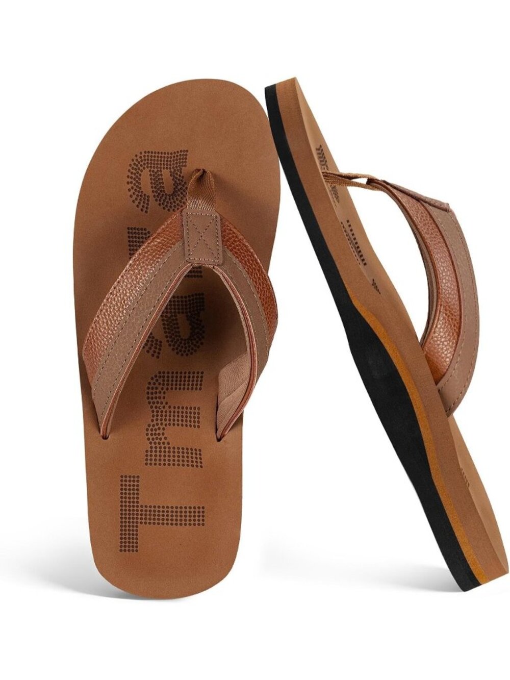 Men's Khaki Flip Flops With Arch Support Summer Outdoor Beach Sandals